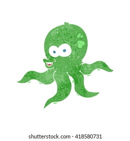 freehand retro cartoon octopus