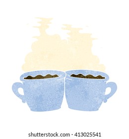 freehand retro cartoon old coffee cup