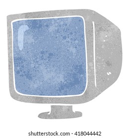 freehand retro cartoon old computer monitor