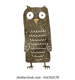 freehand retro cartoon owl