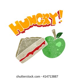 freehand retro cartoon packed lunch
