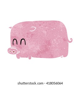 freehand retro cartoon pig