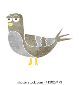 freehand retro cartoon pigeon