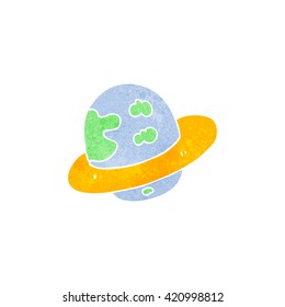 freehand retro cartoon planet