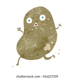 freehand retro cartoon potato running