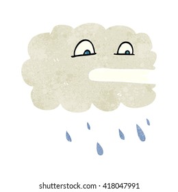 freehand retro cartoon rain cloud