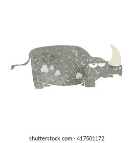 freehand retro cartoon rhino