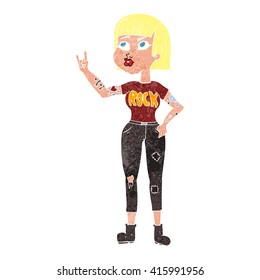 freehand retro cartoon rock girl