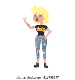 freehand retro cartoon rocker girl