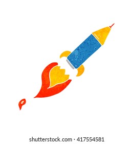 cohete de dibujos animados retro a mano libre
