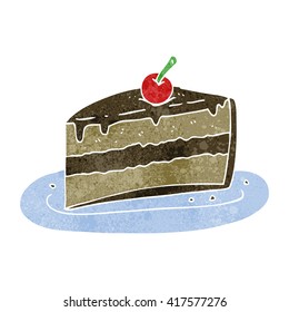 freehand retro cartoon slice of cake