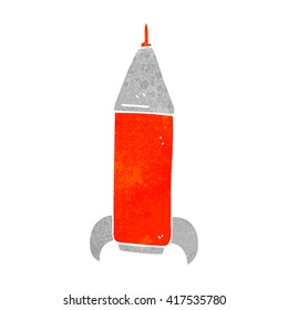 freehand retro cartoon space rocket