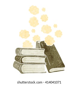 freehand retro cartoon stack of books