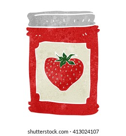 freehand retro cartoon strawberry jam jar