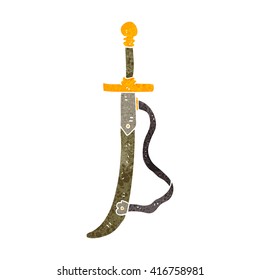 freehand retro cartoon sword