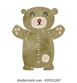 freehand retro cartoon teddy bear