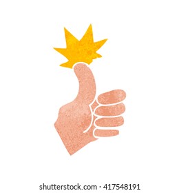freehand retro cartoon thumbs up