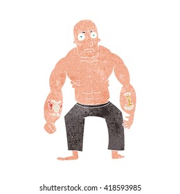 freehand retro cartoon tough man