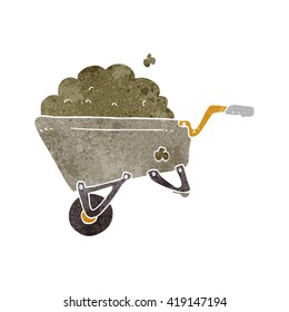 freehand retro cartoon wheelbarrow full of dirt