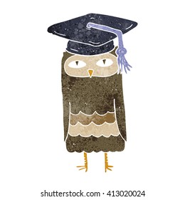 freehand retro cartoon wise owl