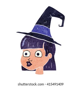 bruja de dibujos animados retro a mano libre