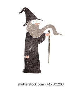 freehand retro cartoon wizard