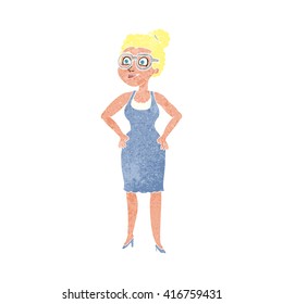 freehand retro cartoon woman wearing glasses