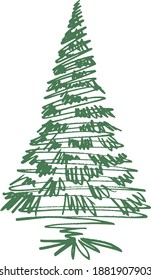 Freehand scribbled simplistic Xmas tree sketch like illustration