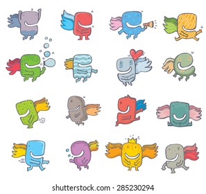 Freehand  set monsters. Vector. Cartoon illustrstion.