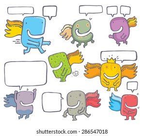 Freehand  set monsters. Vector. Cartoon illustrstion.