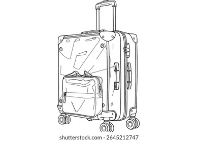 Freehand simple drawn Luggage, digital illustration sketch design.