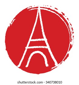 Freehand sketch of Eiffel Tower. Abstract banners Pray for France. Pray for killed victims and remembrance day.