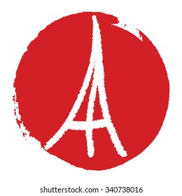 Freehand sketch of Eiffel Tower. Abstract banners Pray for France. Pray for killed victims and remembrance day.