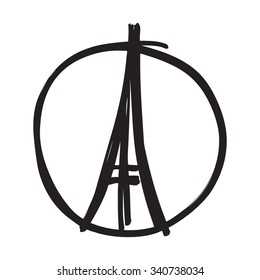 Freehand sketch of Eiffel Tower. Abstract banners Pray for France. Pray for killed victims and remembrance day.