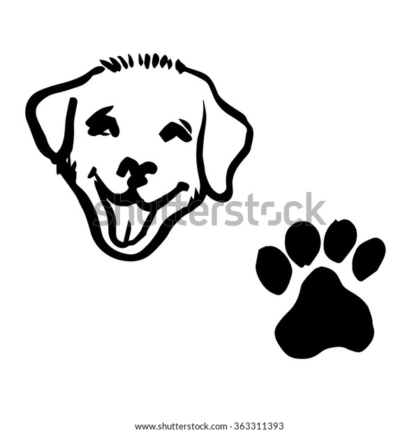 Cute Labrador Retriever Black And White Clipart