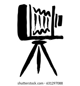 freehand sketch illustration of Large format camera, doodle hand drawn