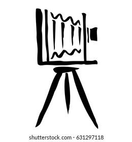 freehand sketch illustration of Large format camera, doodle hand drawn