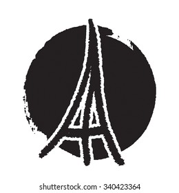 Freehand sketch illustration of pray and Eiffel tower peace sign on white background, hand drawn doodle, Pray for Paris, Pray for France