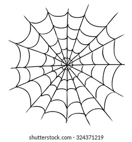 Freehand Sketch Illustration Of Spider Web, Doodle Hand Drawn