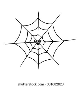 freehand sketch illustration of spider web, doodle hand drawn