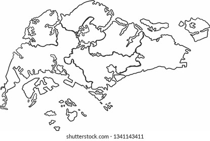 Freehand Sketch Singapore Map On White Stock Vector (Royalty Free ...