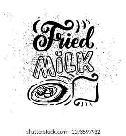 Freehand sketch style drawing of spanish menu with food name, various elements and hand written lettering. Handdrawn design. Detailed illustration. Vector