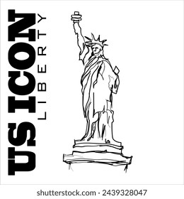 Freehand sketch vector illustration of the Statue of Liberty as an icon of the United States