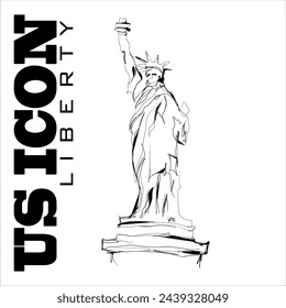 Freehand sketch vector illustration of the Statue of Liberty as an icon of the United States