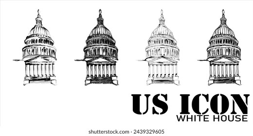 Dibujo a mano alzada ilustración vectorial del edificio de la casa blanca como un icono de los Estados Unidos