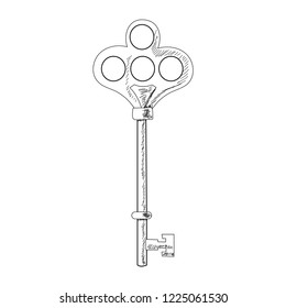freehand sketch, vintage key