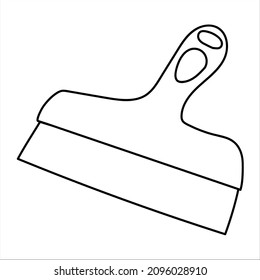 Freehand sketchy line art of spatula silhouette. Construction and finishing tool. Isolated vector illustration.