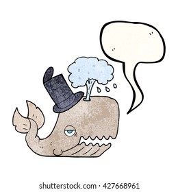 freehand speech bubble textured cartoon whale spouting water