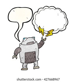 freehand speech bubble textured cartoon robot