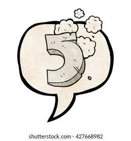 freehand speech bubble textured cartoon stone number five
